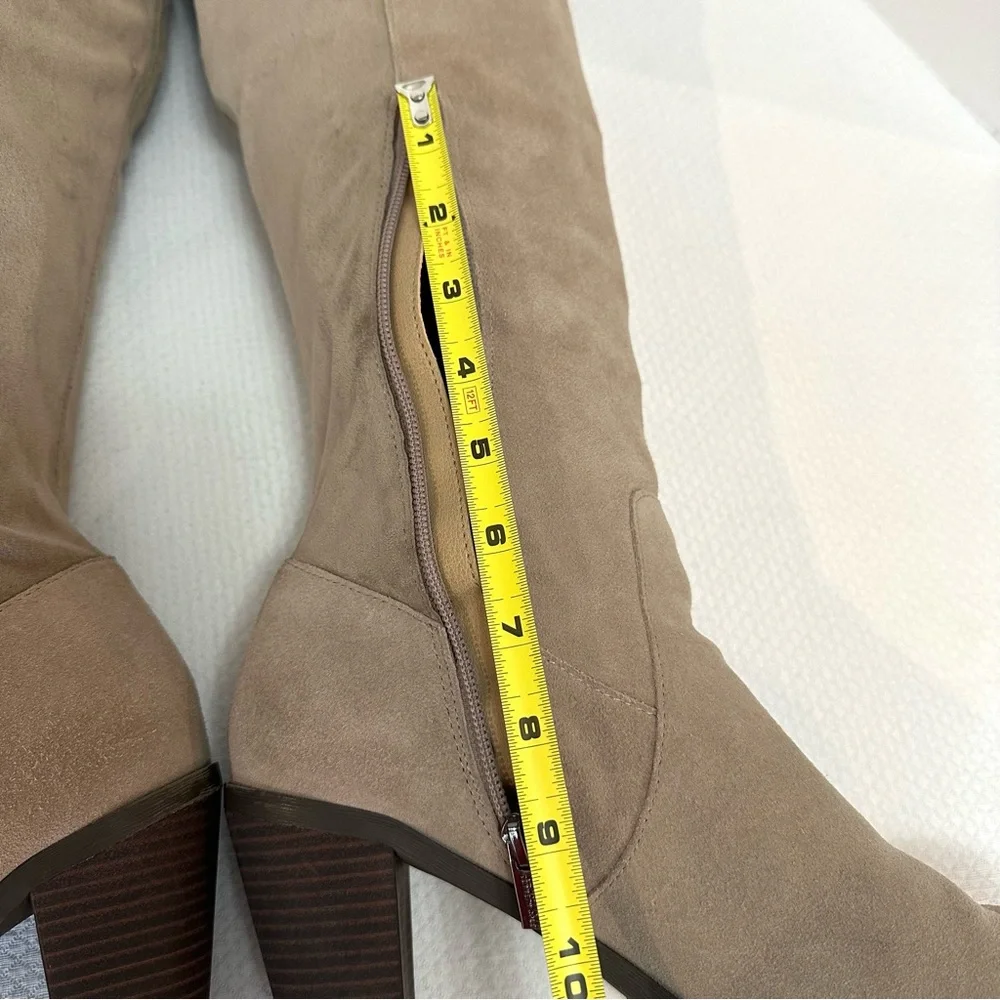 Kenneth Cole‎ Suede Tan Taupe Over the Knee Boots Boho Cottage Core EUC